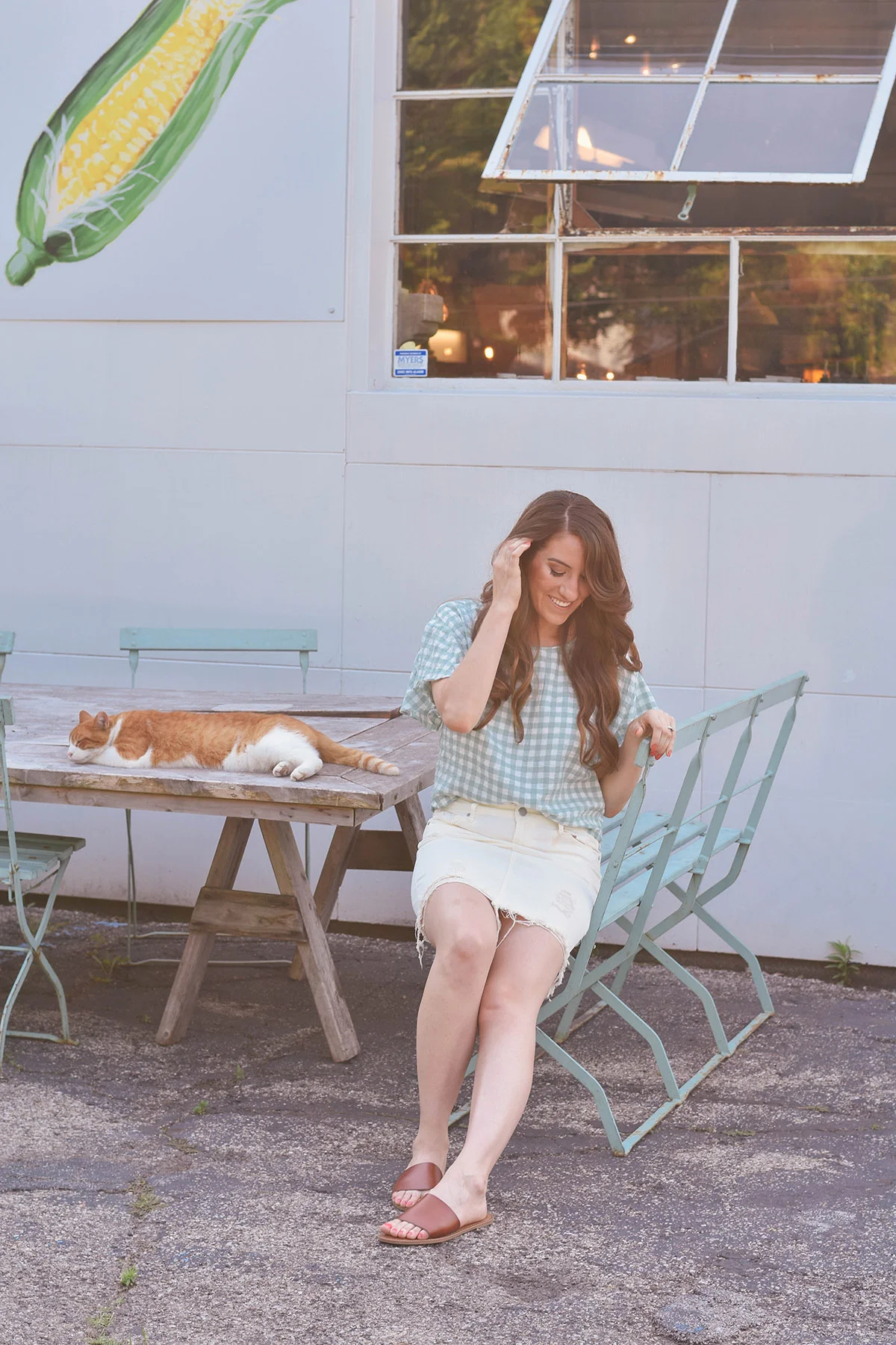 Lily &amp; Sparrow blouse // skirt // Anthropologie earrings // Target sandals