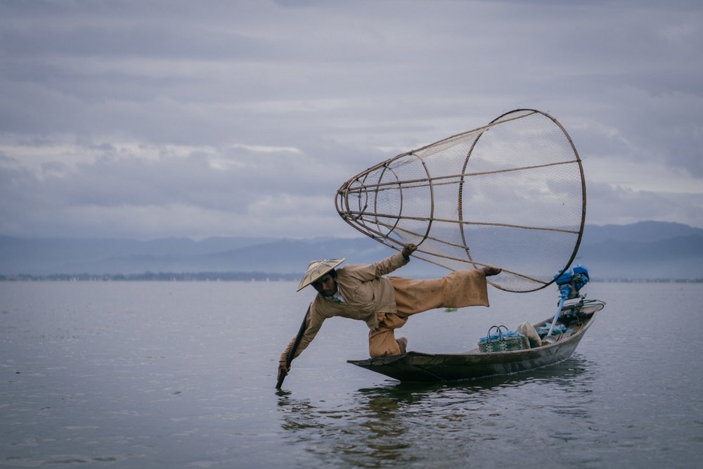 These bell-shaped nets are traditional for catching fish