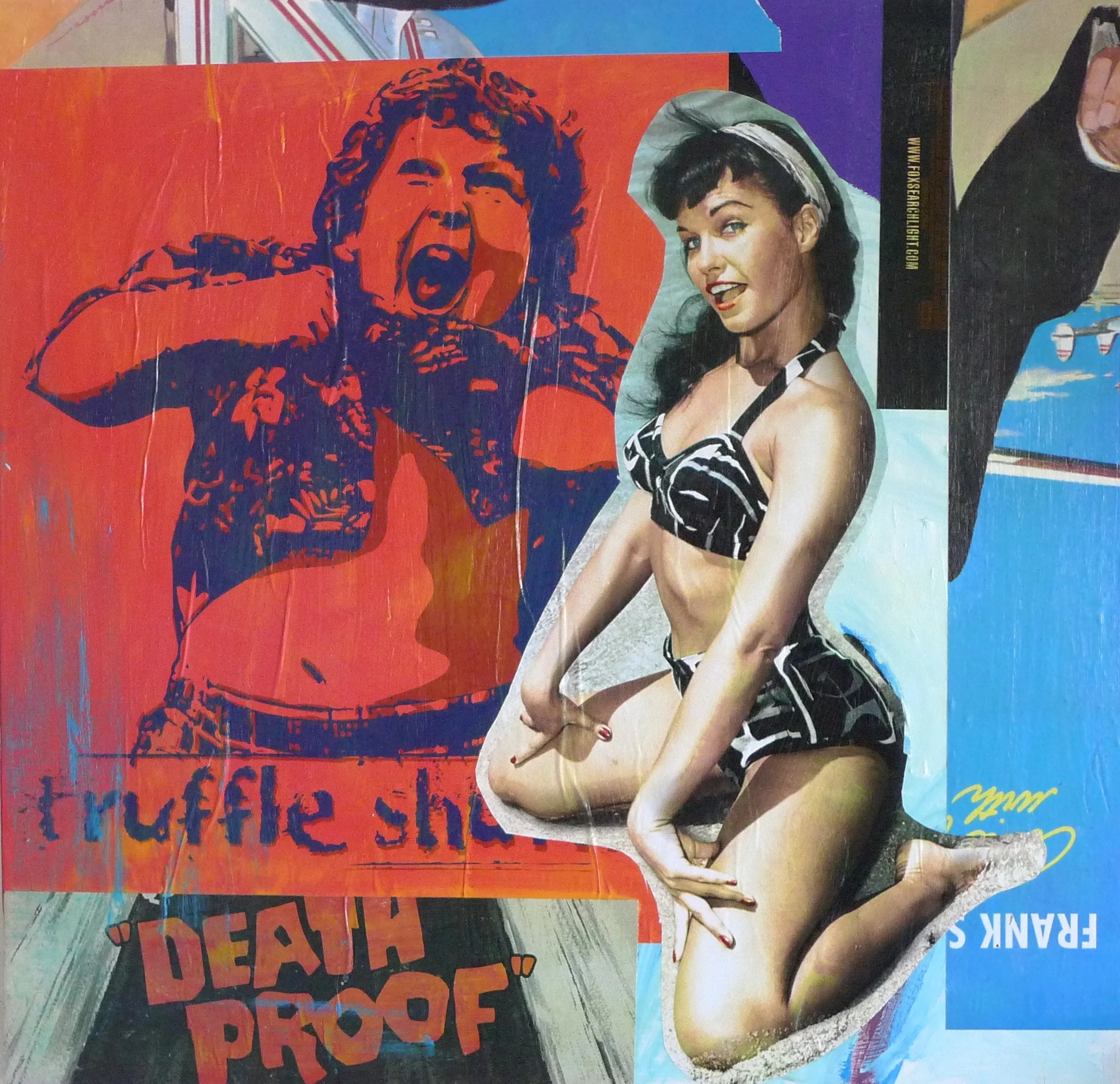  Goonies (2009):&nbsp; oil paint,&nbsp;posters on wood panel, 48"x48"  