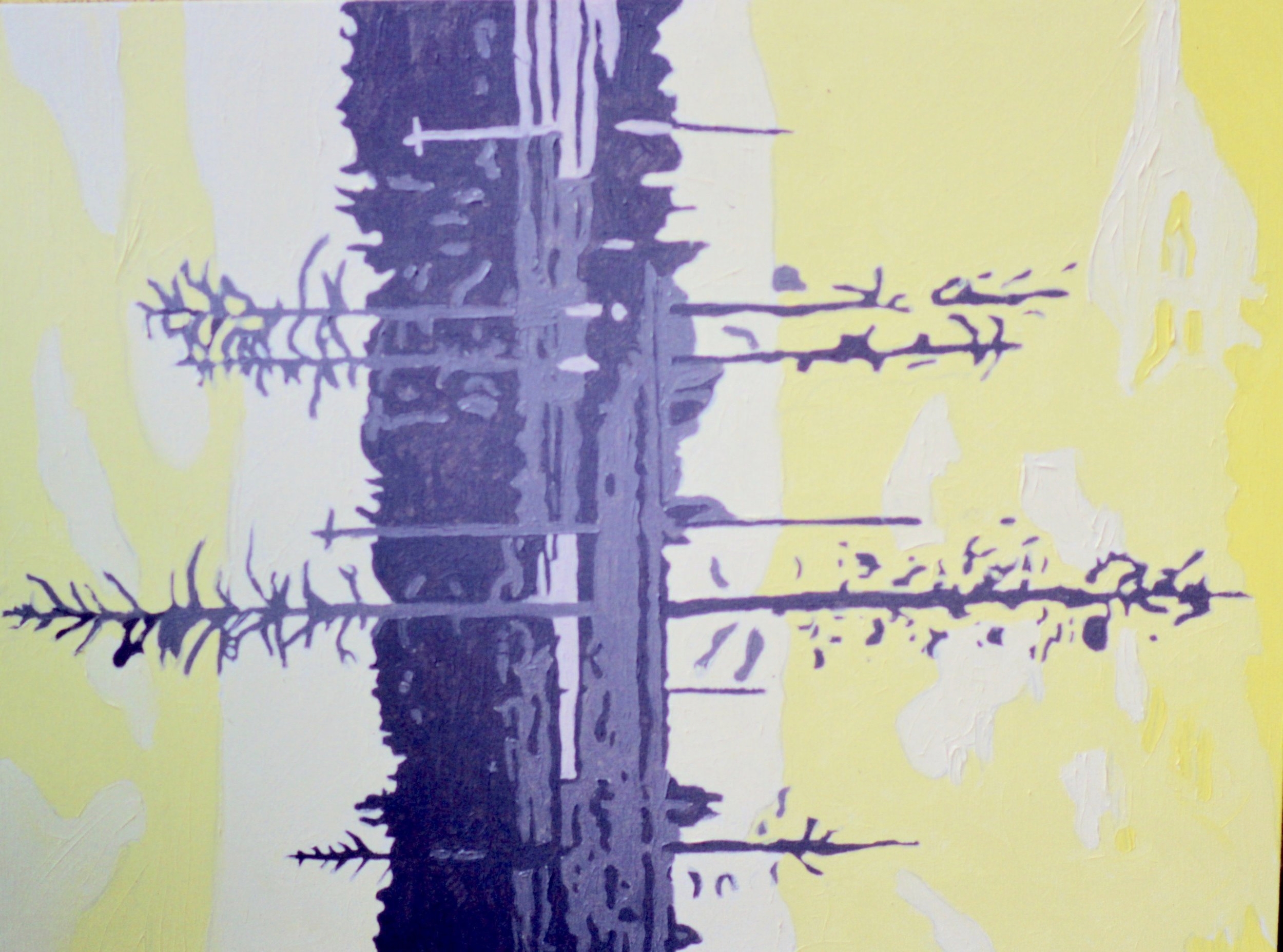  Down the middle (1998):  Oil paint on canvas, 30"x40"  