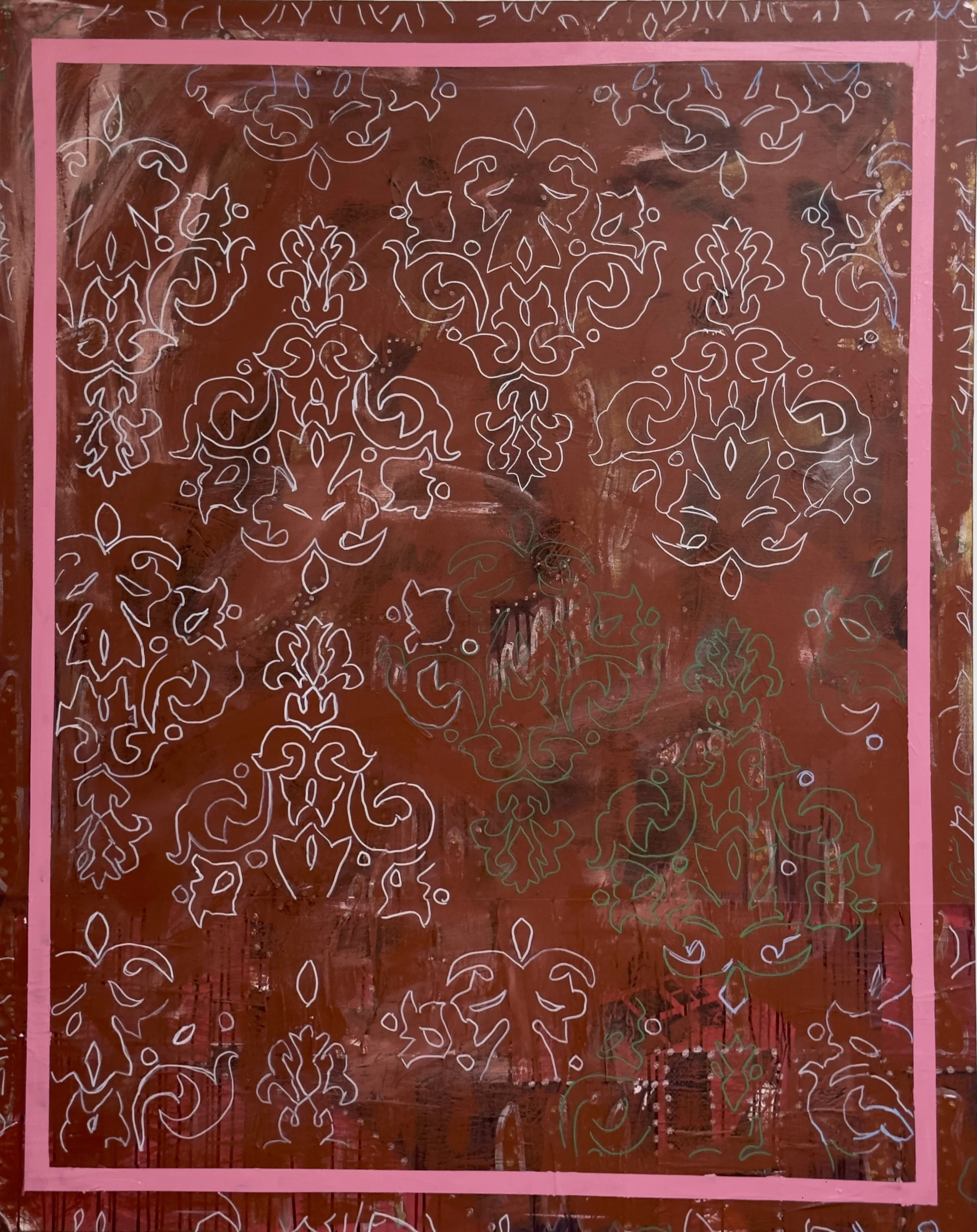  Over and Over and Over > 2023P7 (2023) Acrylic and Collage on Canvas, 60”x48” 