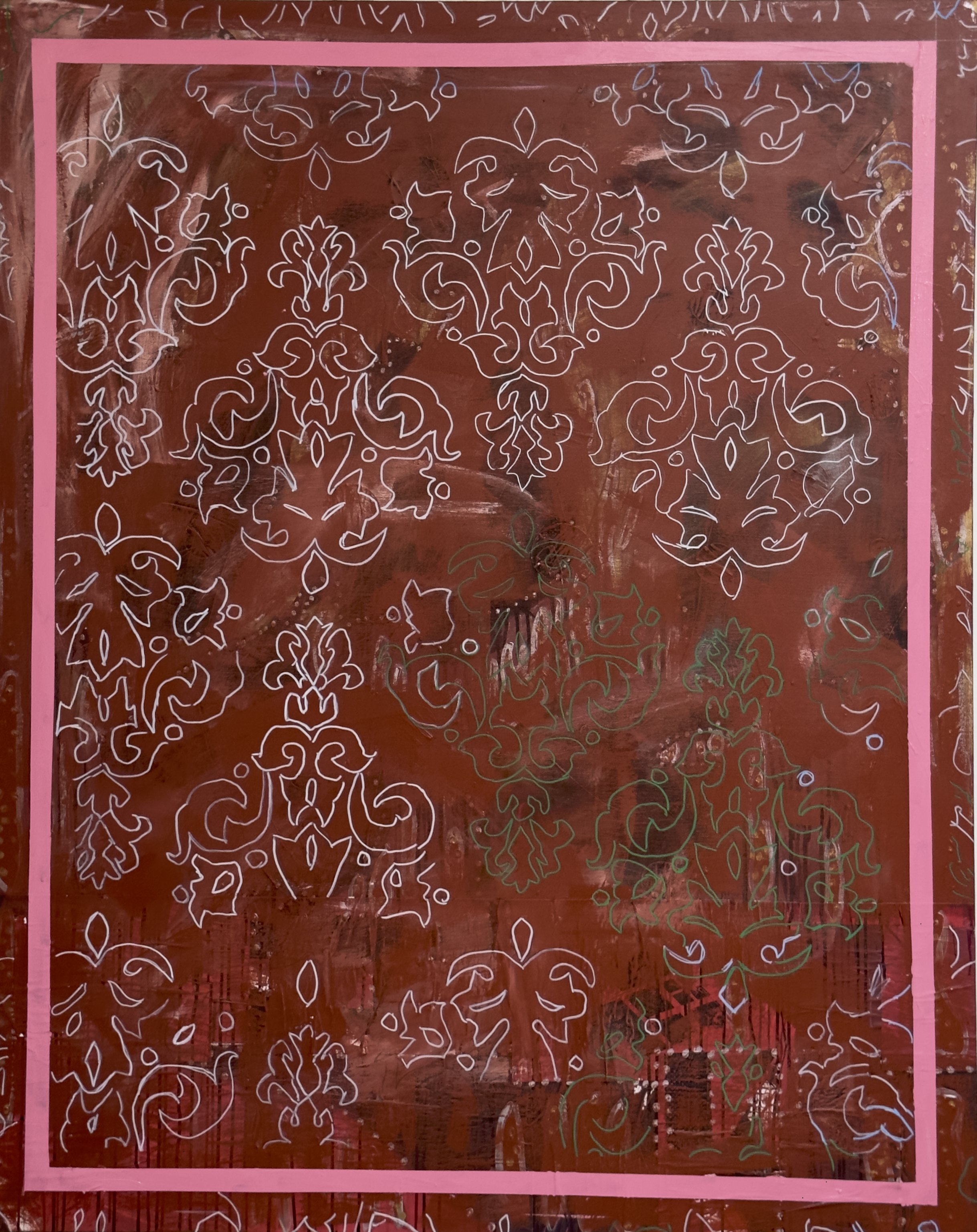  Over and Over and Over > 2023P7 (2023) Acrylic and Collage on Canvas, 48”x60” 