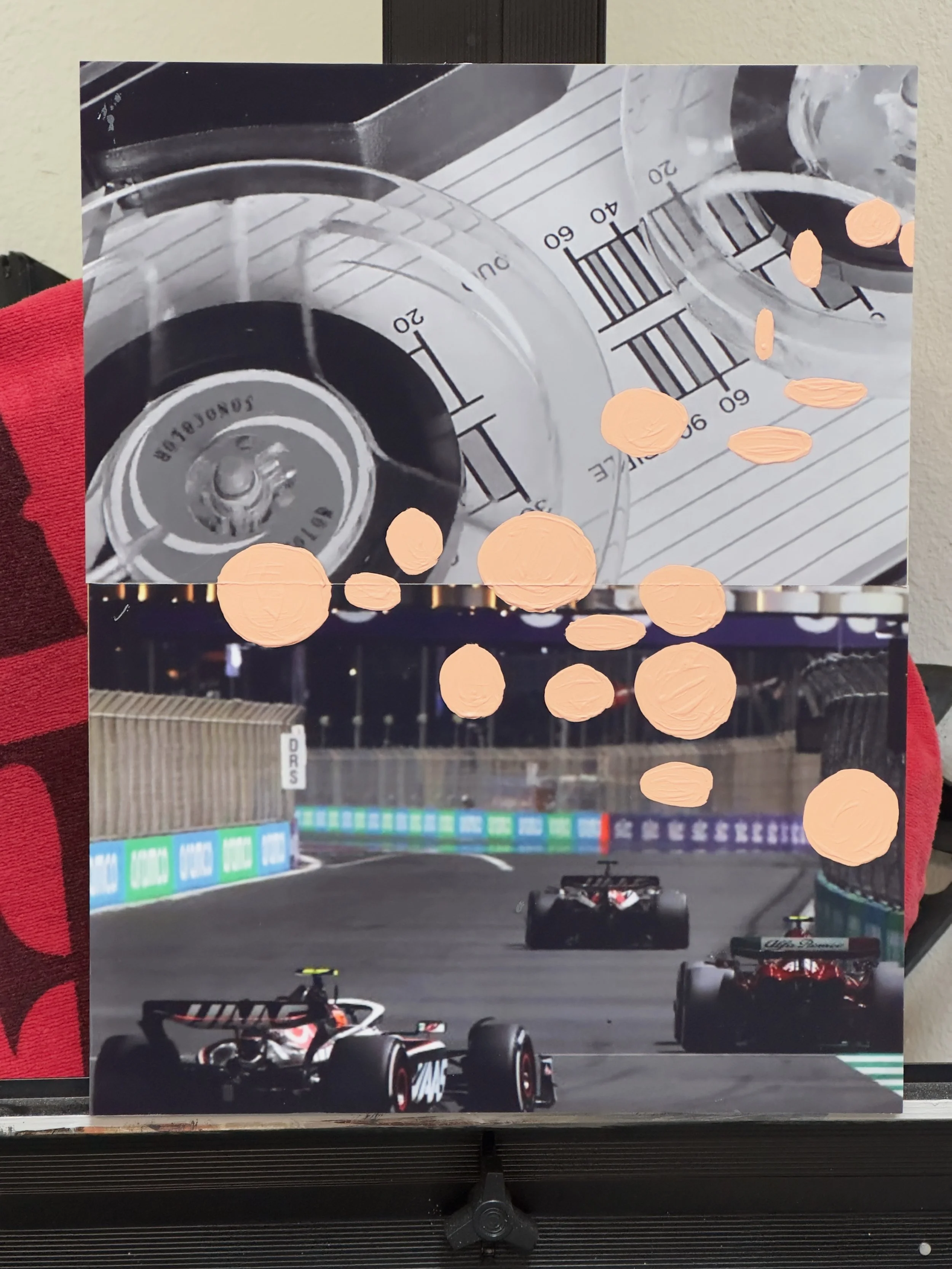  Loophole > 2023P14 (2024) Acrylic on c-print mounted on wood panel, 14”x11”  