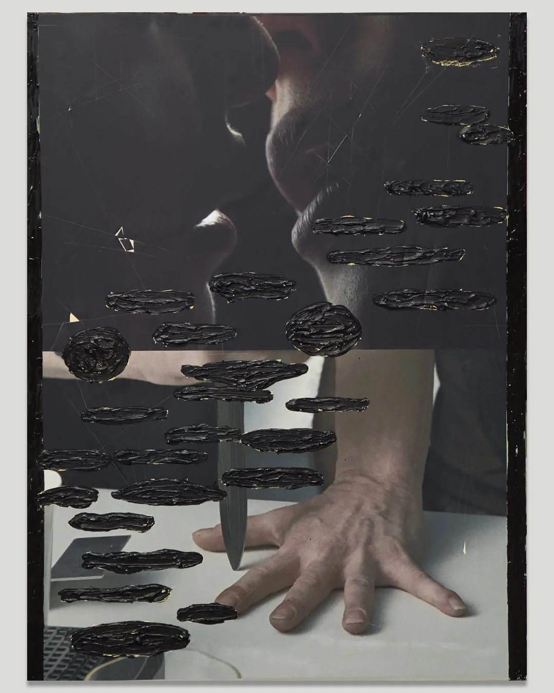 Black Patch > 2024P35 (2024) Acrylic on c-print mounted on wood panel, 40βx30β