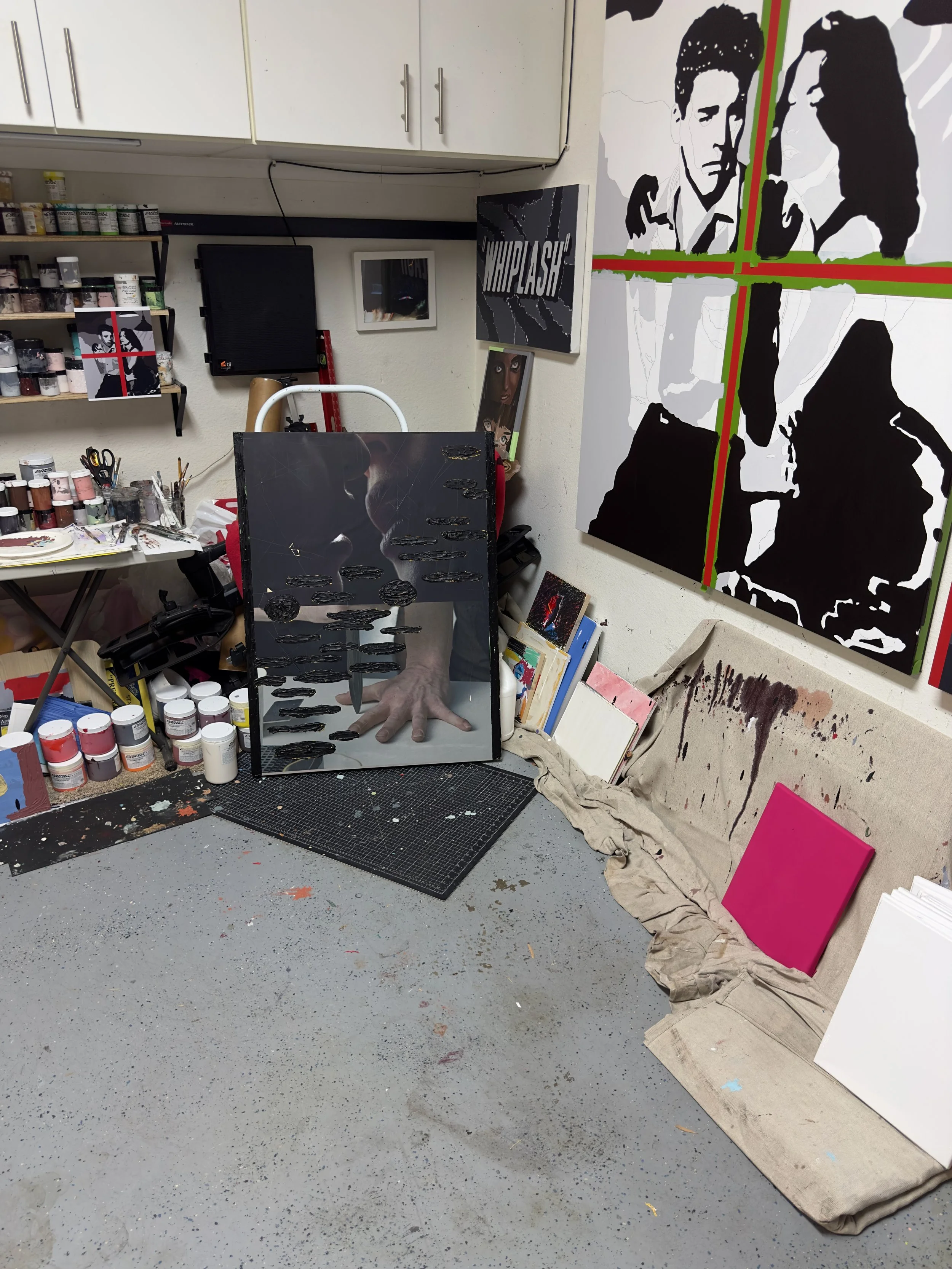  Black Patch > 2024P35 (2024) Acrylic on c-print mounted on wood panel, 40”x30” 