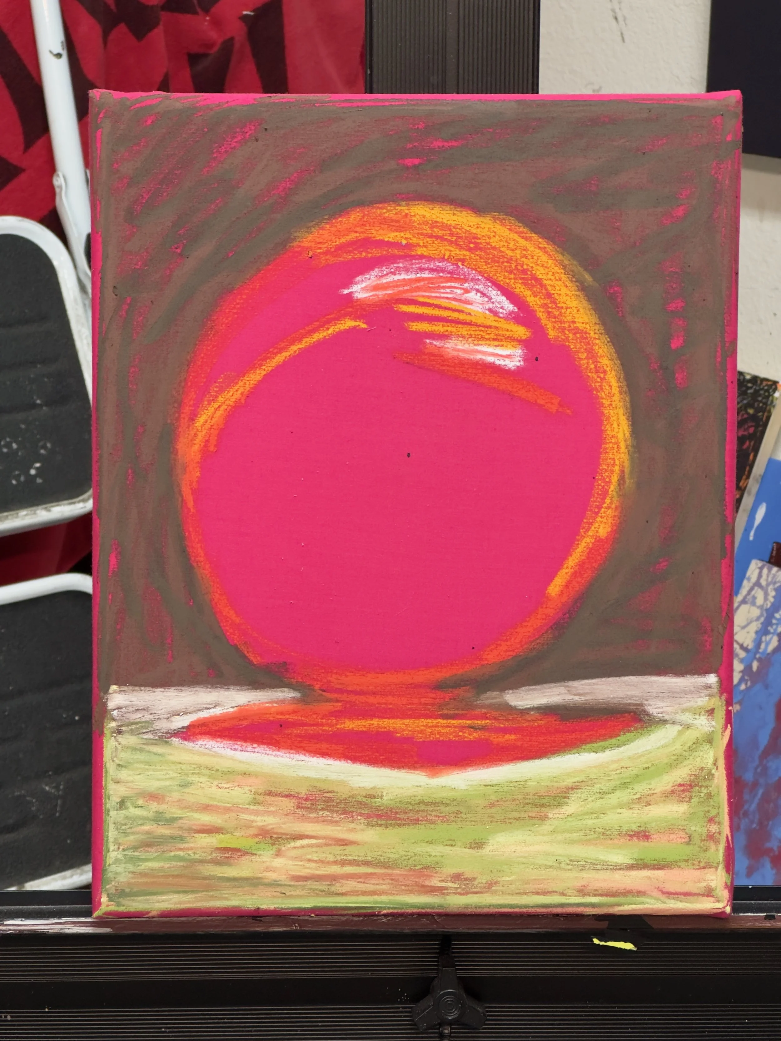 L.T. > 2024P50 (2024) Oil pastel on fabric mounted on canvas, 14βx11β