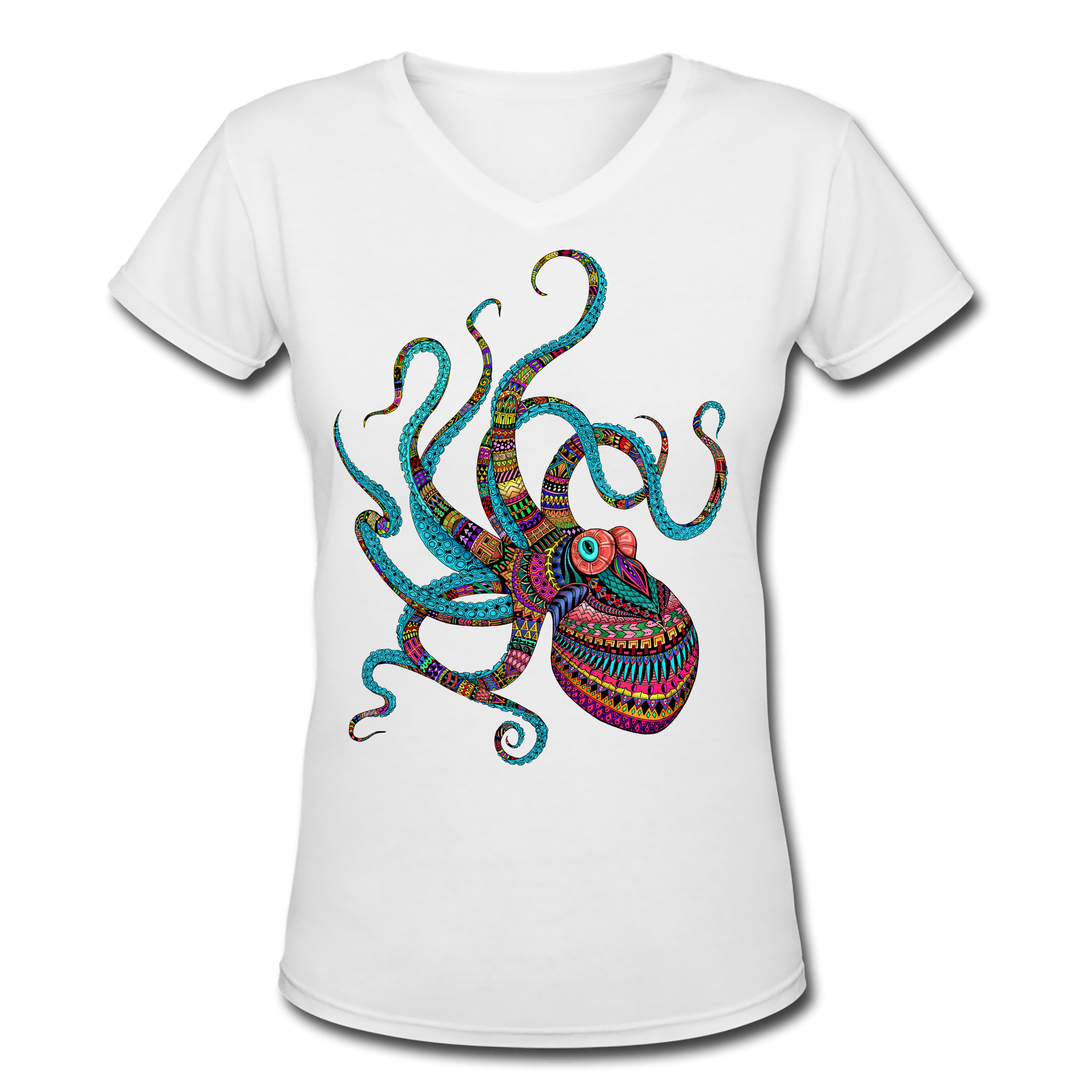 Octopus Tangle_Women's SS V-Neck_FRONT.png