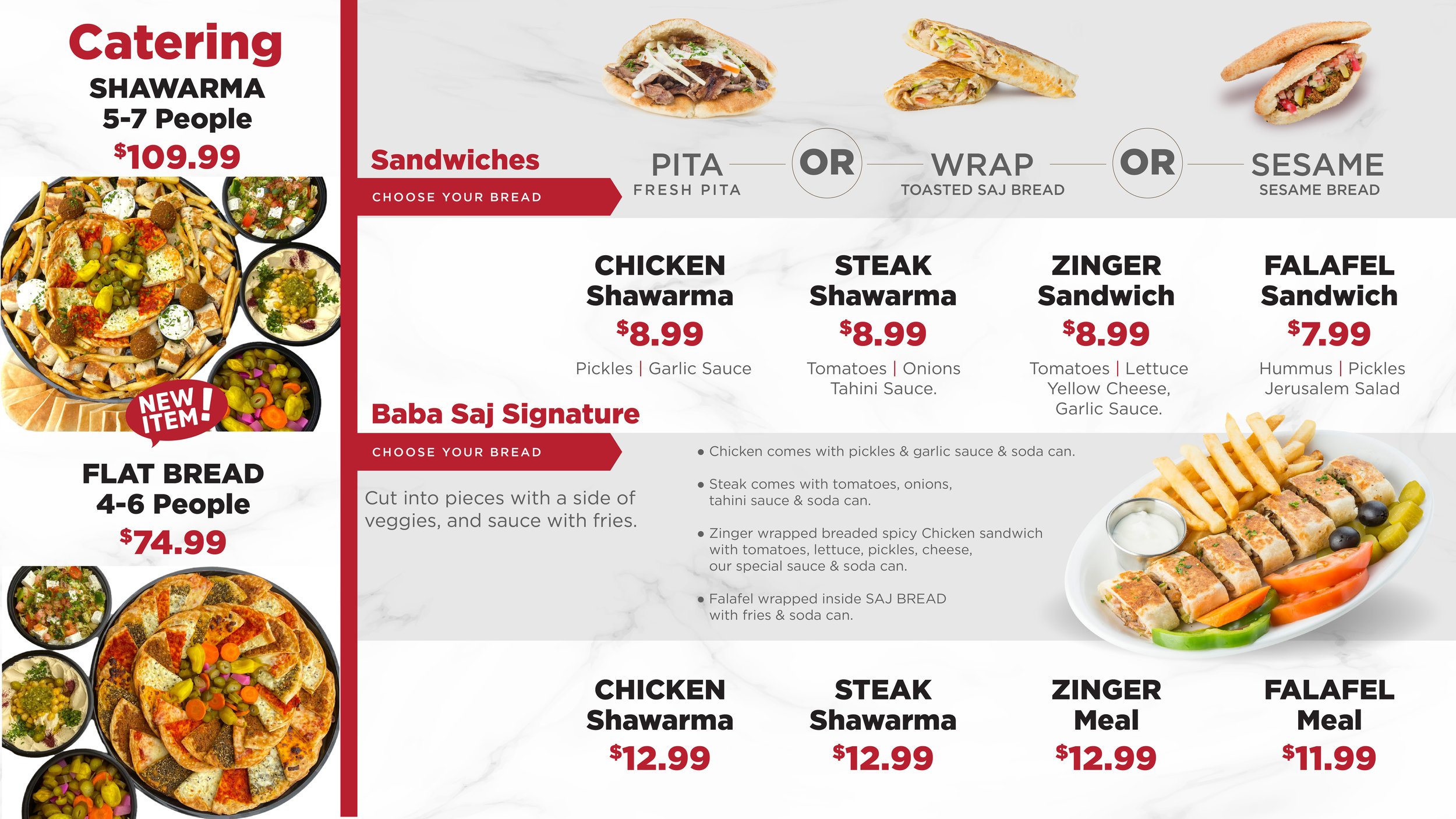 Saj Menu Baba Saj