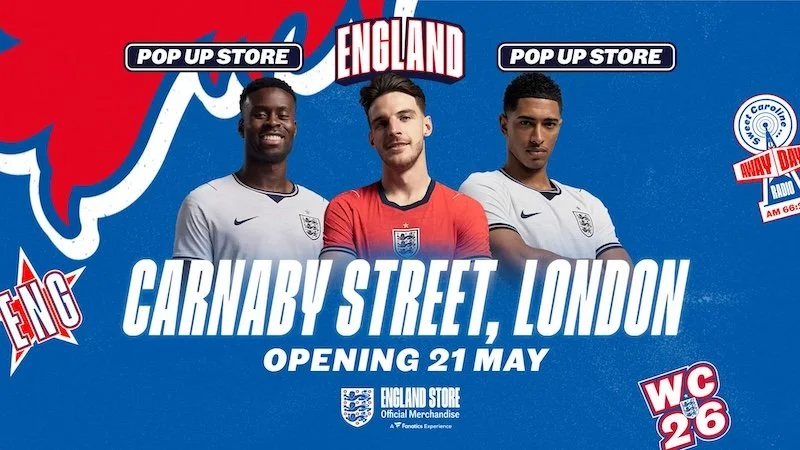 England open first ever official pop-up store on London’s Carnaby Street ahead of 2026 FIFA World Cup