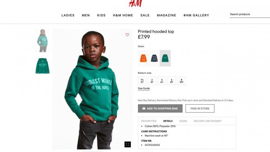 H&M “racist” e-commerce image backlash spills into physical world