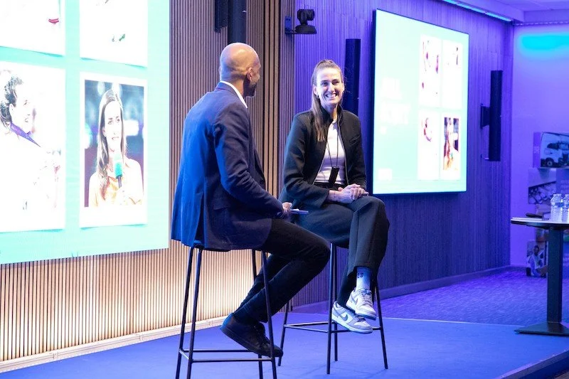 Former England football player Jill Scott gives keynote address at UK event hosted by parcel delivery firm Evri