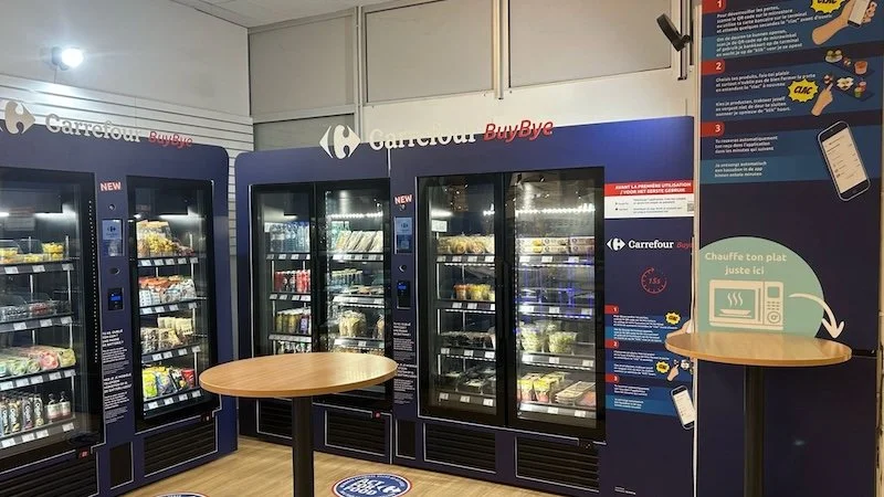 Reckon.ai powered Carrefour BuyBye interactive fridge deployed at Auderghem, Belgium hypermarket 