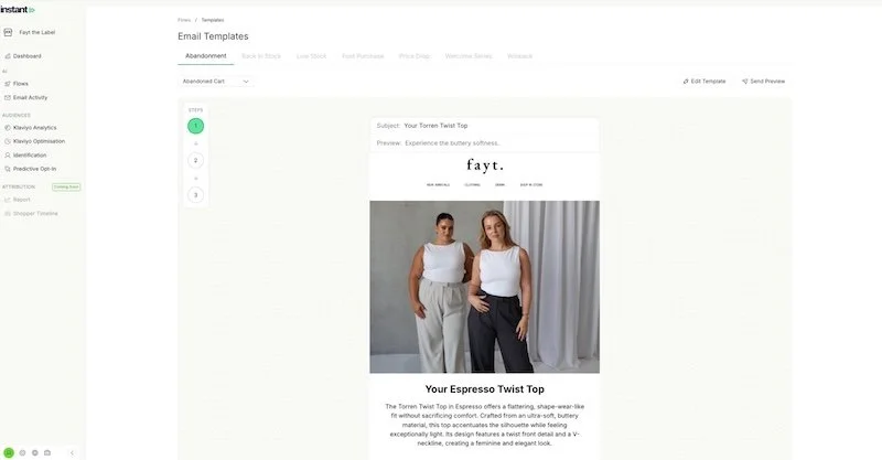 Australian fashion brand Fayt The Label moves away from Klaviyo and launches with Instant AI