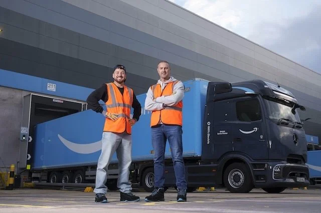 TV stars Paddy McGuinness and Sam Thompson hit the road in new Amazon electric HGV