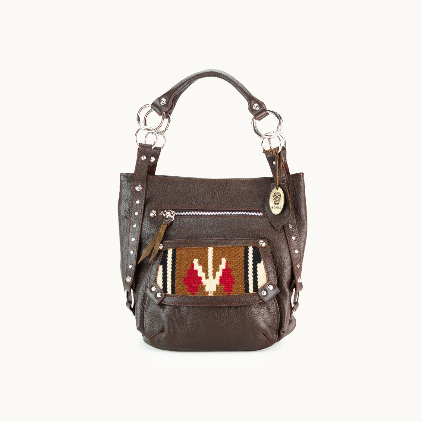 Deana Bucket Bag Coffee met Handgeweven Kelim