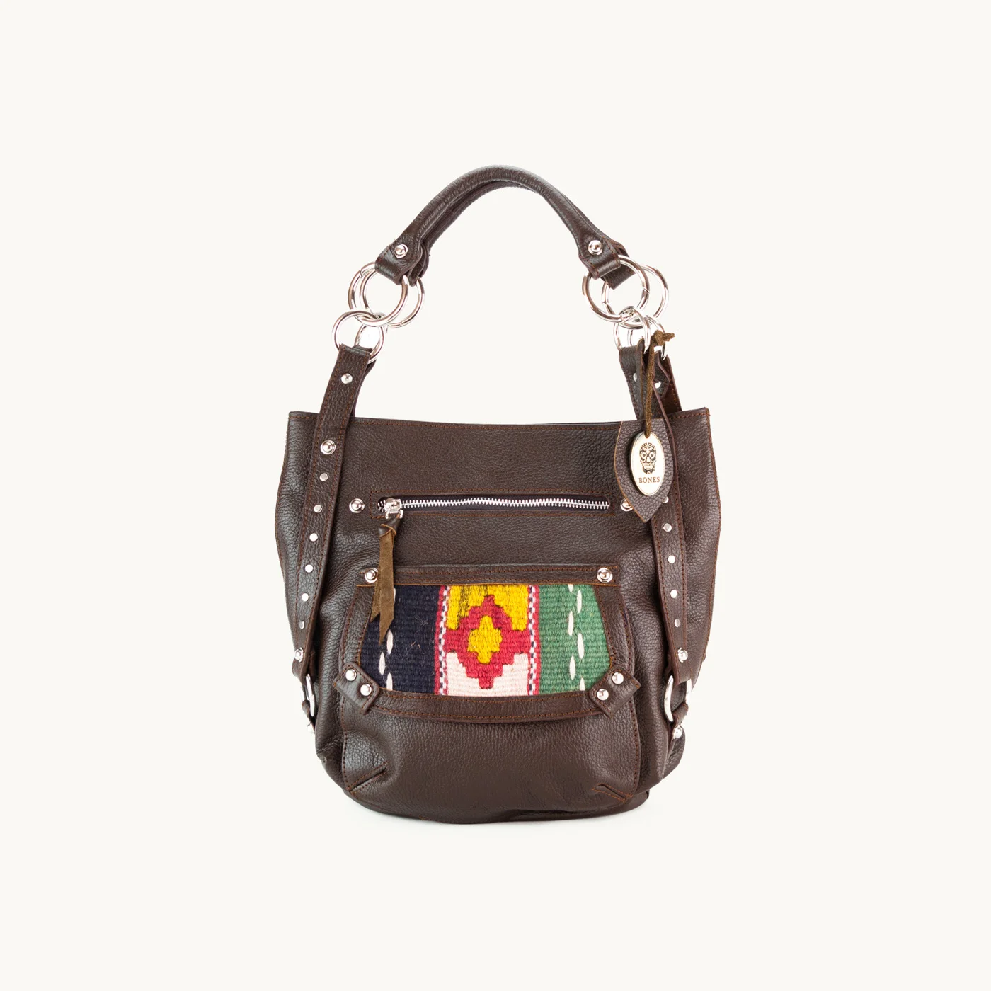 Deana Bucket Bag Coffee met Handgeweven Kelim