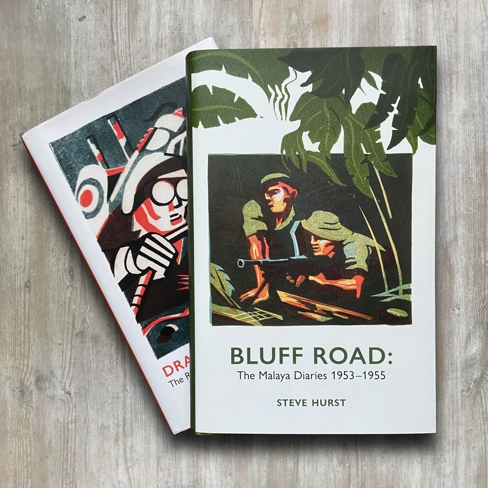 two books showing new design for Steve Hurst's memoirs