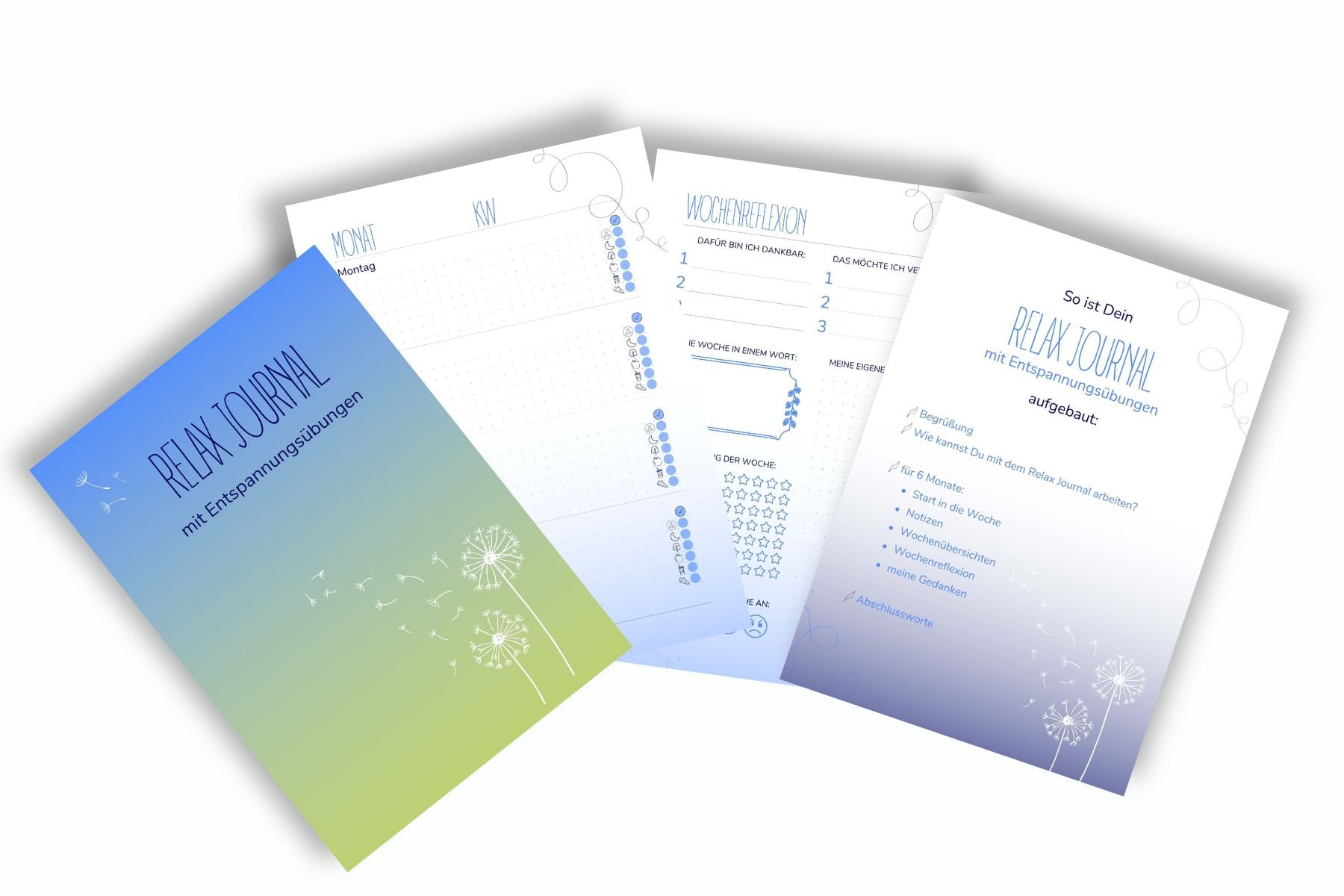 Auszüge aus Relax Journal mit Entspannungsübungen: Monats- und Wochenübersicht
