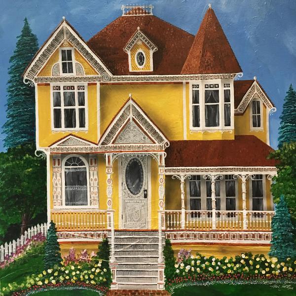 "PaintedLadyOchre" - 48x48" - acrylic on canvas - $3000