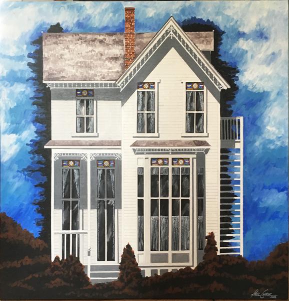 "SiennaShrubsWhite" - 48x48" - acrylic on canvas - $1500