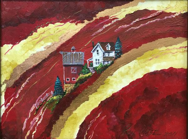 "HillsofRedandGold" - 11x14" oil on canvas/framed - $200