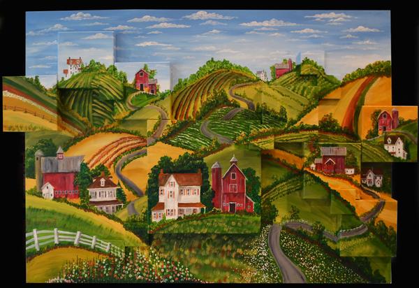 "RollingHillsFarm" - 30x40" - 16 canvas's - acrylic - in private collection