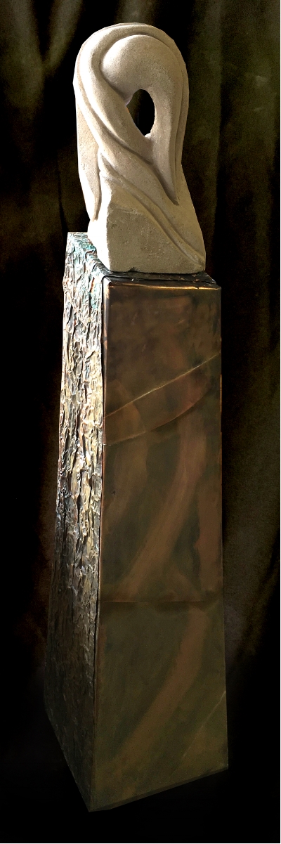 "LadyMadonna" - 50" - Limestone and copper - $2000