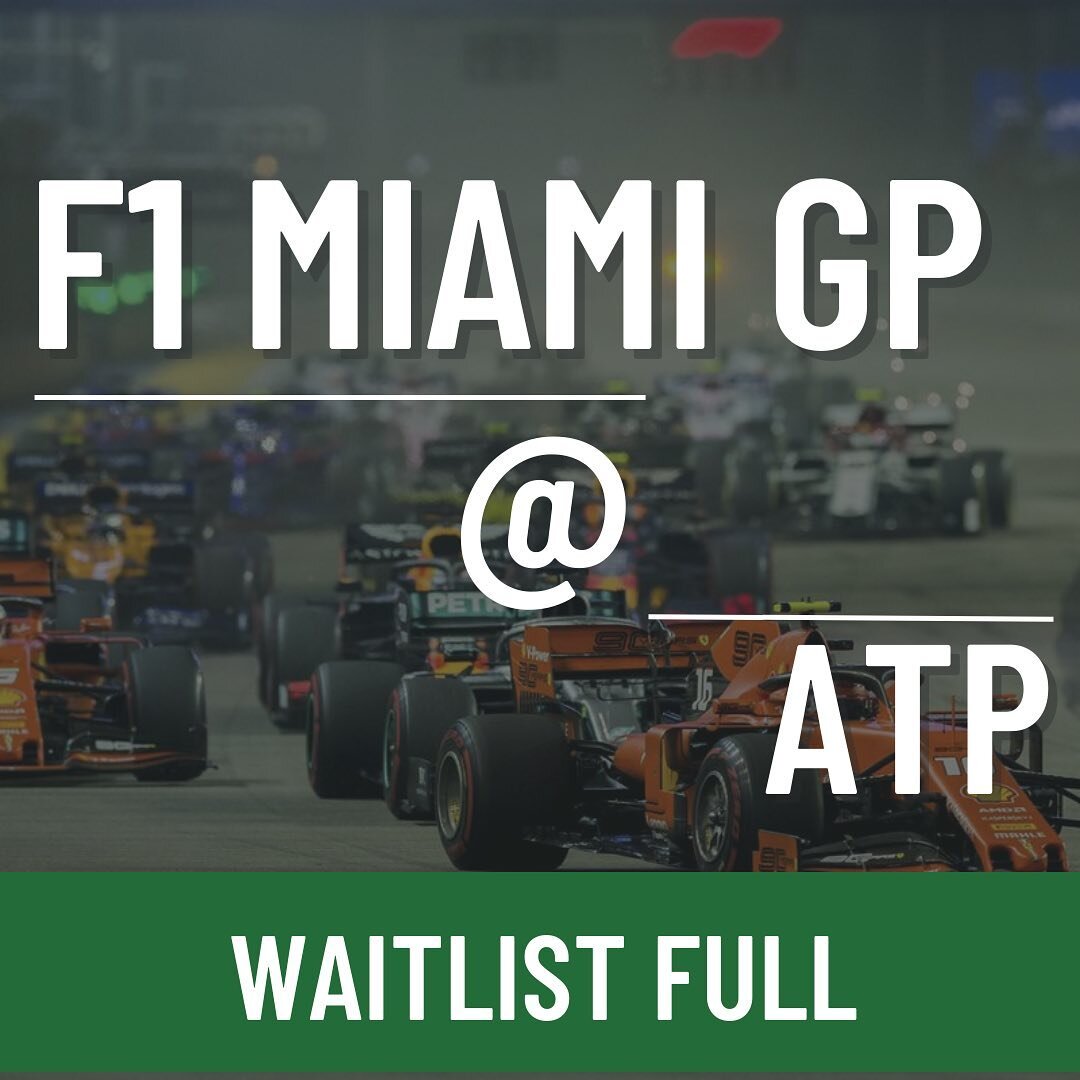 #F1MiamiGP Update: Our reservations and waitlist for today's F1 race are both full and unfortunately we will not be accepting walk-ins. We'll be opening up reservations for #EmiliaRomagnaGP soon!