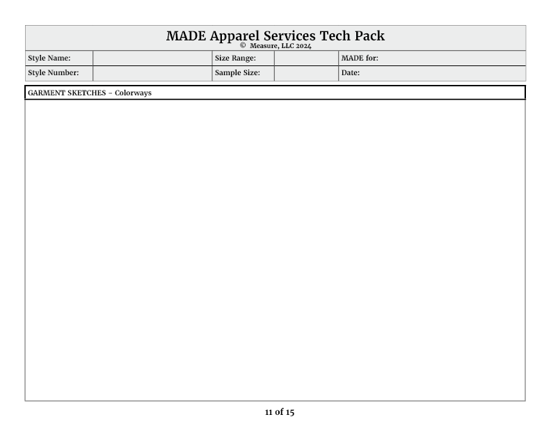 Clothing manufacturer Tech Pack Template and Consultation Sessions ...