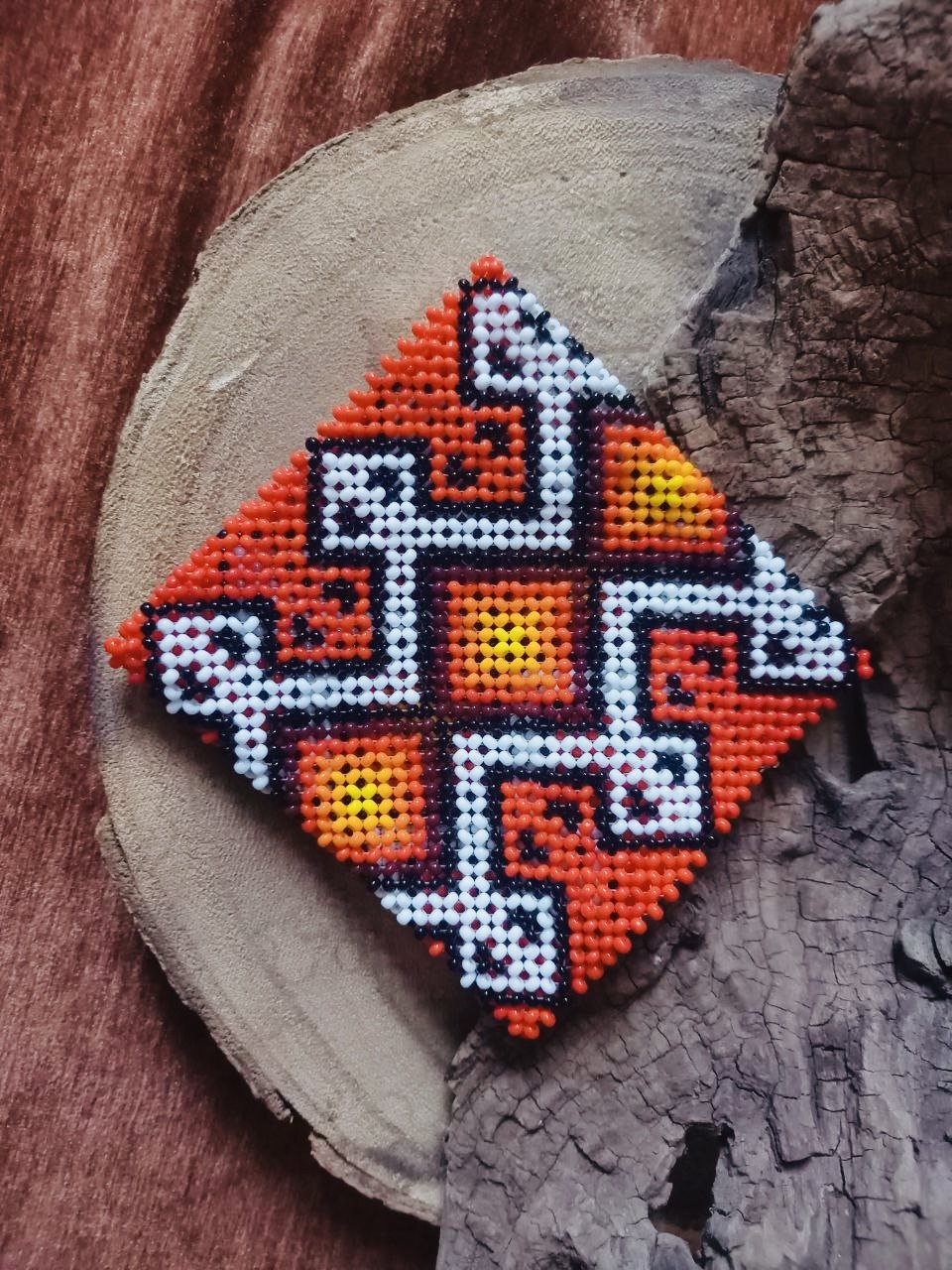 Handmade traditional Bracelet in Orange & White