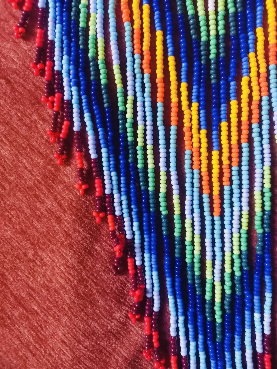 Handmade traditional Beaded Fringe Necklace, Chameleon