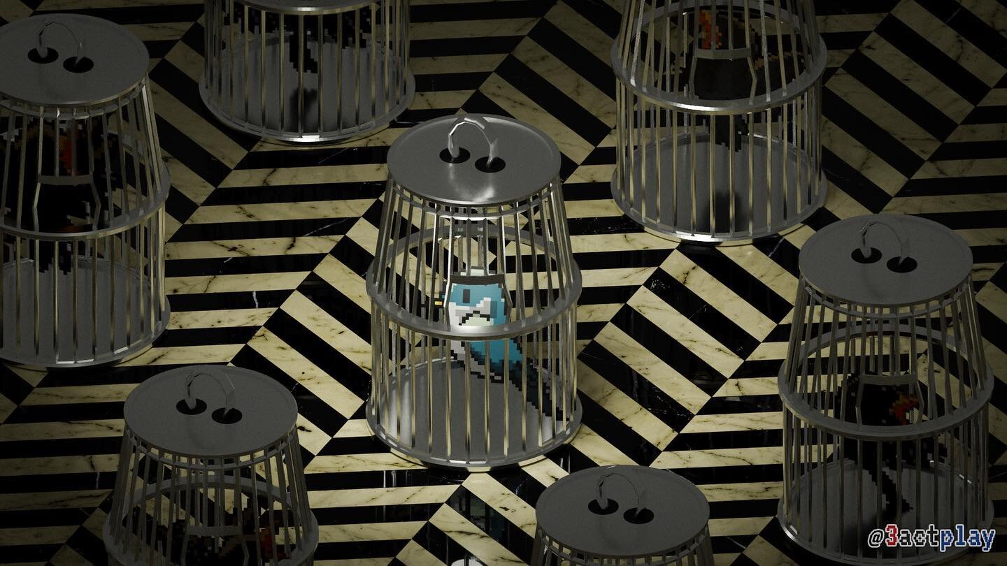 Blue bird. 

#digitalart #bluebird #birdcage #3actplay #pixelart #environmentdesign #art