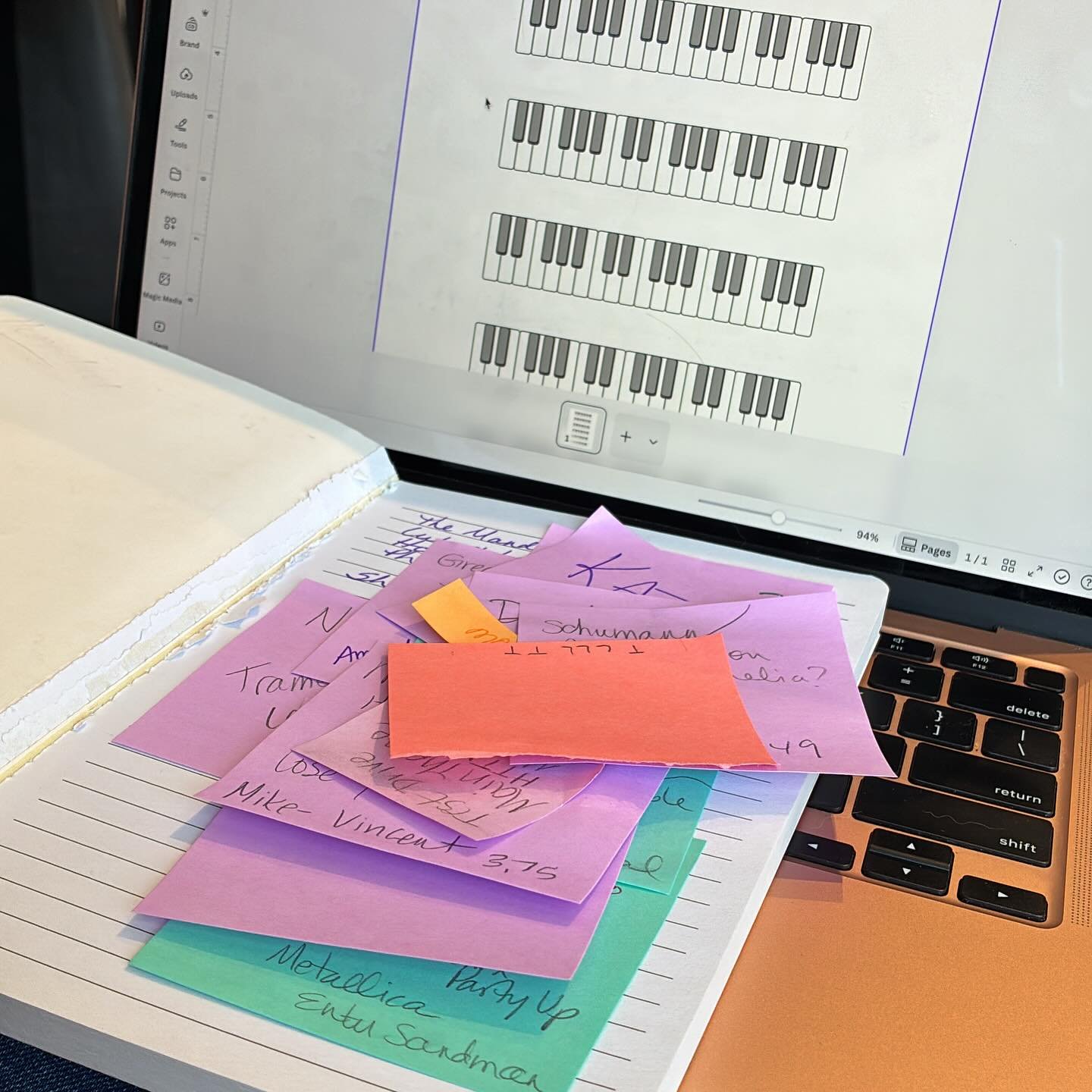 This is the moment the music request sticky note tracking system broke down. Spreadsheet, here I come. #pianoteacher