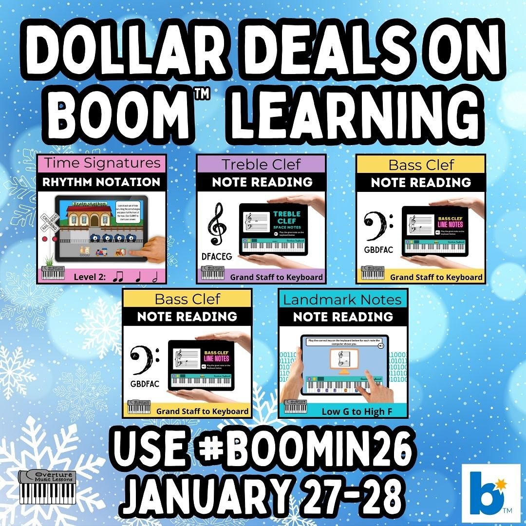 Did you know I author interactive #musicgames on @boomlearning in addition to teaching lessons? Get these decks for $1 or these graphic bundles for 50% off with the #boomin26 sale this week!