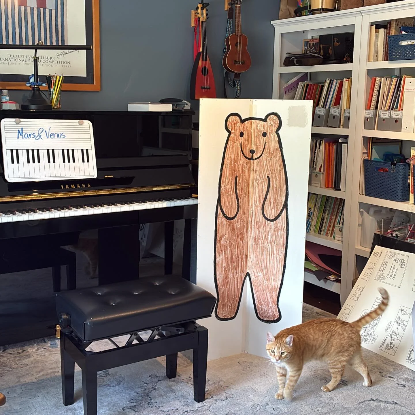 Because sometimes when you are performing, even if you know you&rsquo;re safe, your brain tells you that you&rsquo;re being chased by a bear&hellip;. We hid a 4 foot bear drawing on the stage last weekend, as a reminder that it&rsquo;s okay to feel n