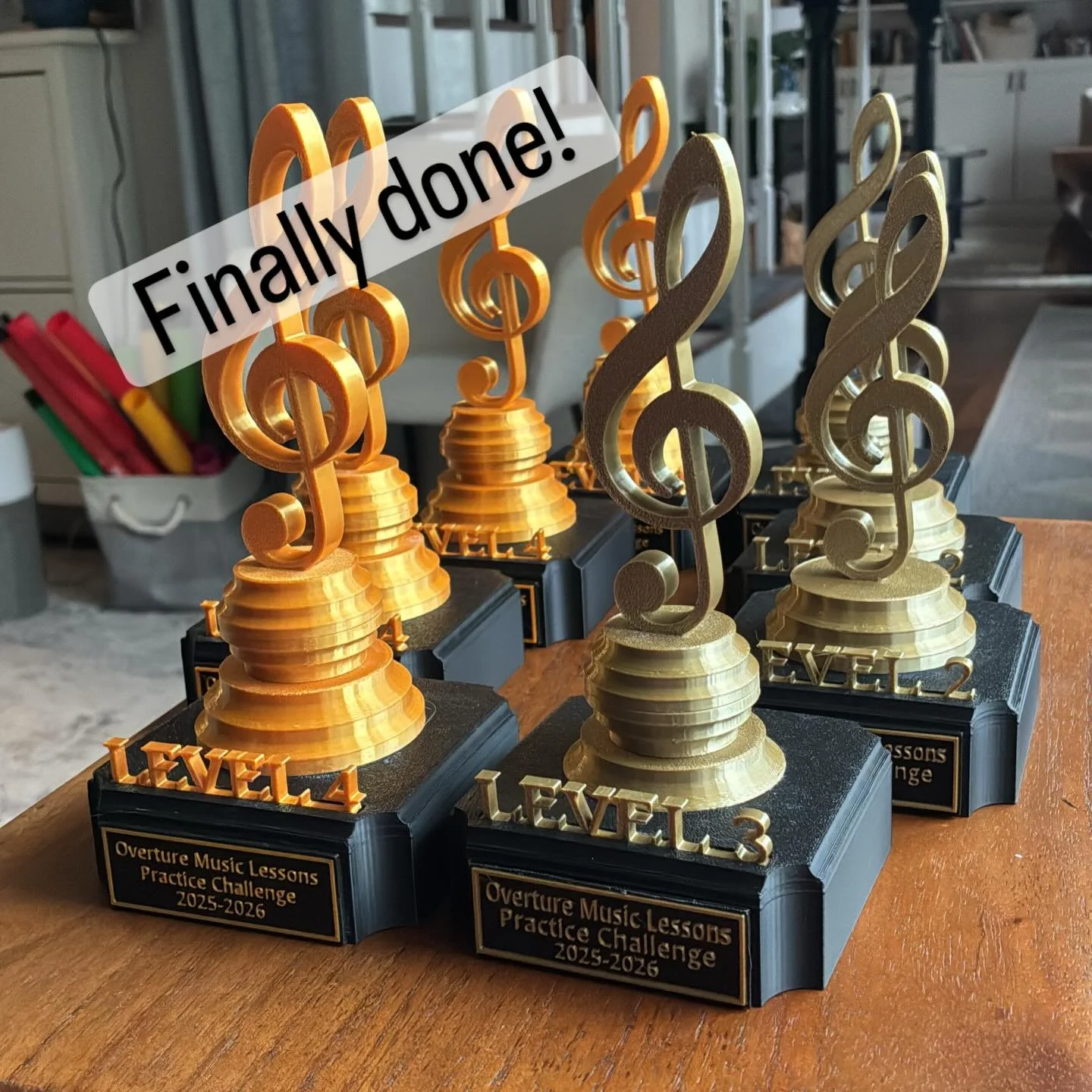 Sorry these are late! But every time I printed a test award, I thought &ldquo;what if it had&hellip;..&rdquo; and then I went back to the CAD and designed an upgrade. 🤪😘 We had 8 youth students achieve their practice goals this past spring and earn