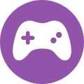 Purple circle with white video game controller