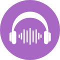 Purple circle with white headphones