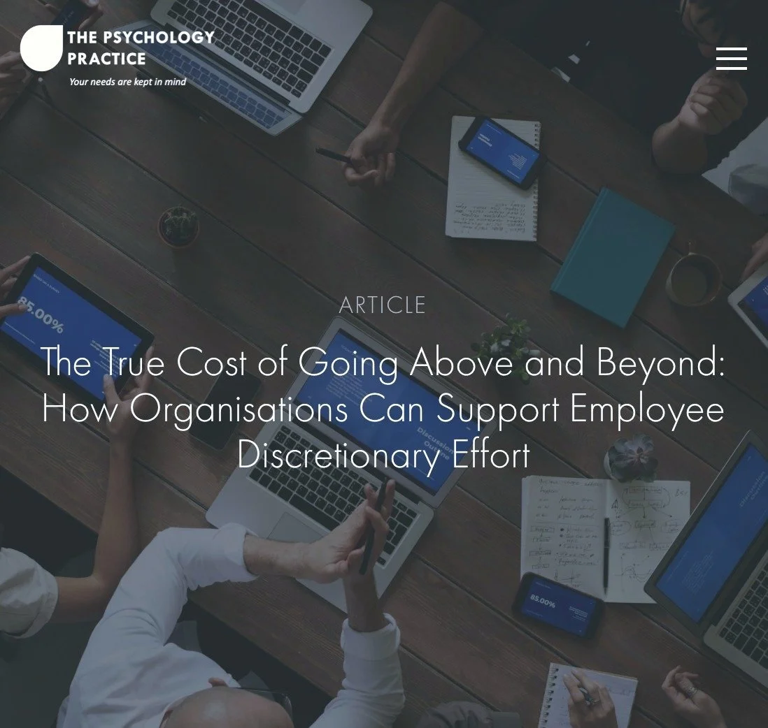 The persistent demand for this level of performance without adequate support can lead to burnout, disillusionment, and disengagement. Going the extra mile requires immense psychological capital, and it is time for organisations to recognise that this