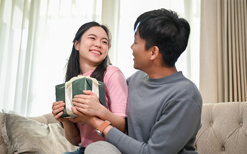 Partners expressing care and affection to strengthen emotional bonds.