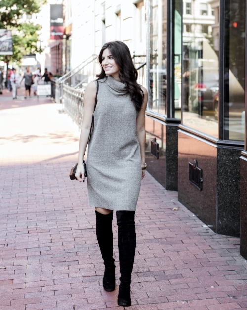 sweater dress with booties