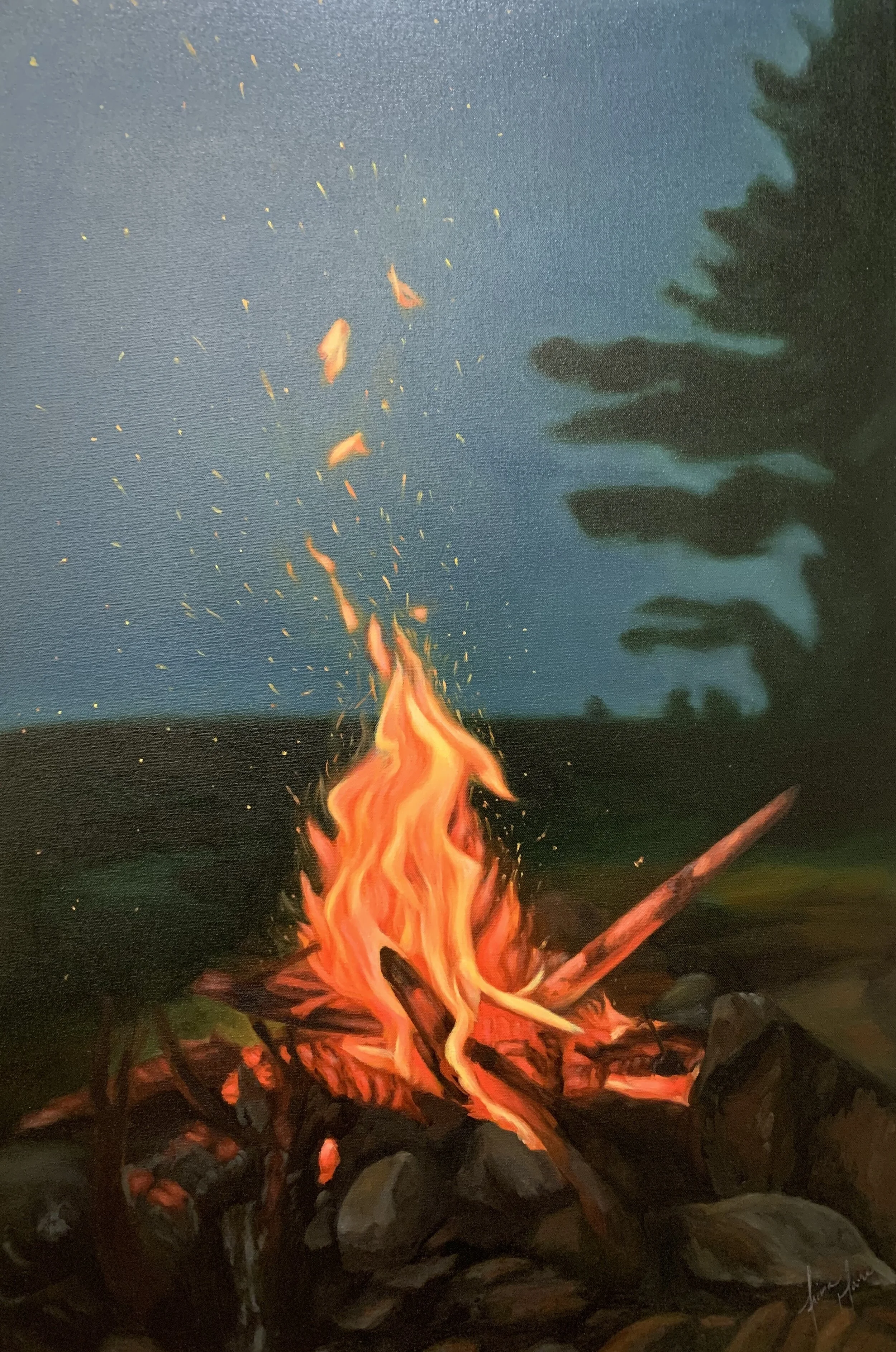  A Night By The Fire is a 36” x 24” oil on canvas.  SOLD 