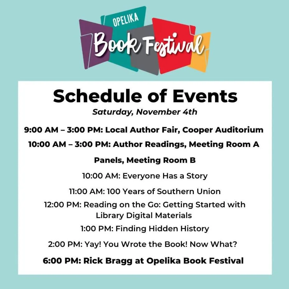 Come see me on Saturday, November 4th at the @opelikalibrary for the first ever Opelika Book Festival! There will be lots of authors in attendance so come out and support your favorite local authors!

#lauramurraycreative #auburnalabamaartist #alabam