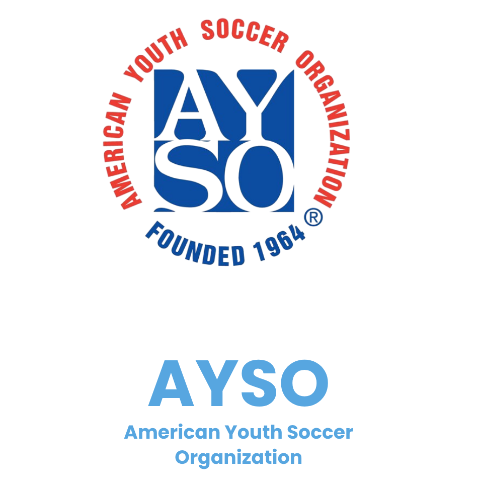 Logo of the American Youth Soccer Organization (AYSO), featuring the acronym AYSO in blue with the organization’s full name underneath, and a circular red border with words like 'Youth', 'Soccer', and 'Players.'