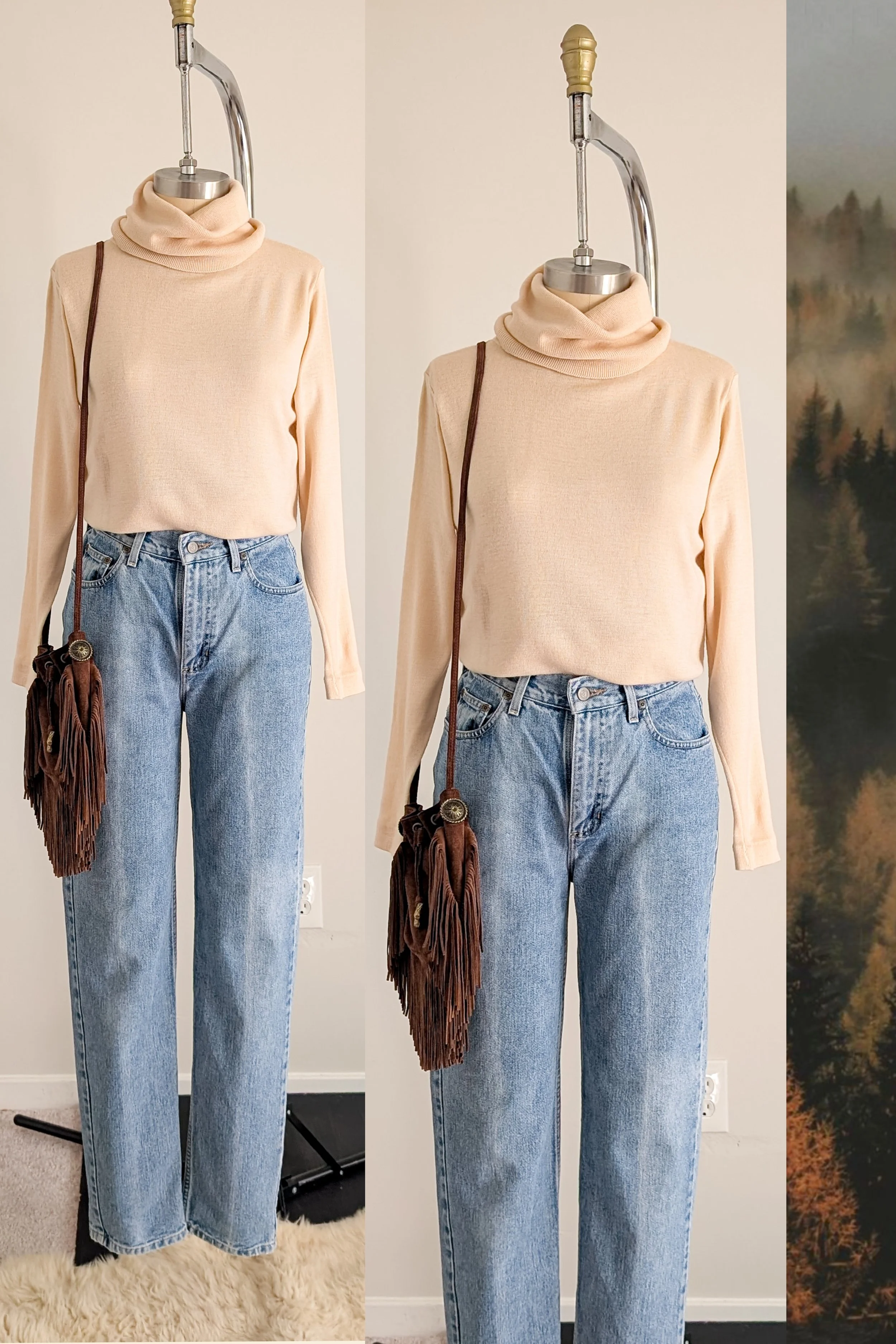 60s Ivory Lightweight Long Sleeve Turtleneck Sweater