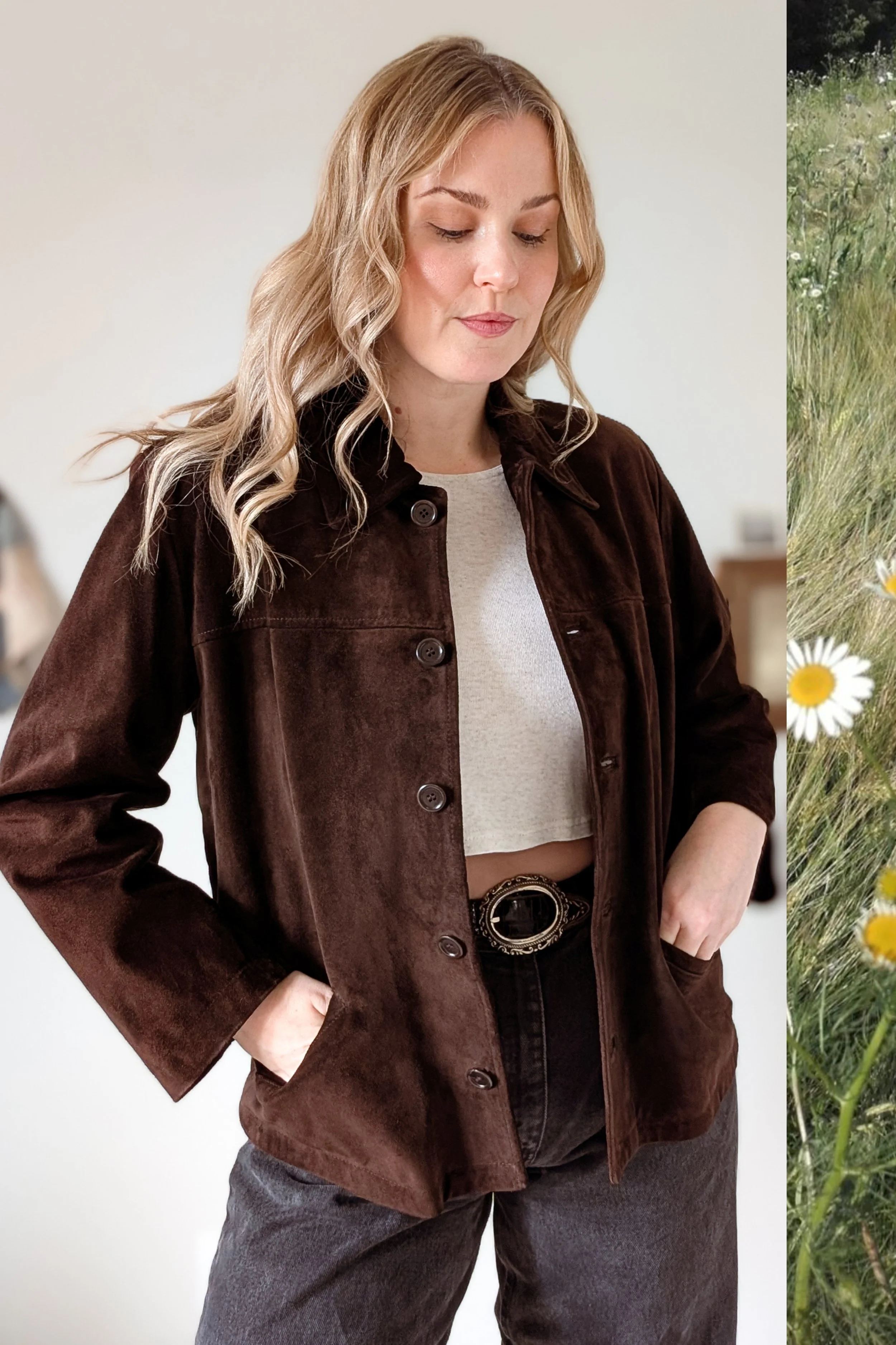 90s Genuine Brown Suede Leather Jacket