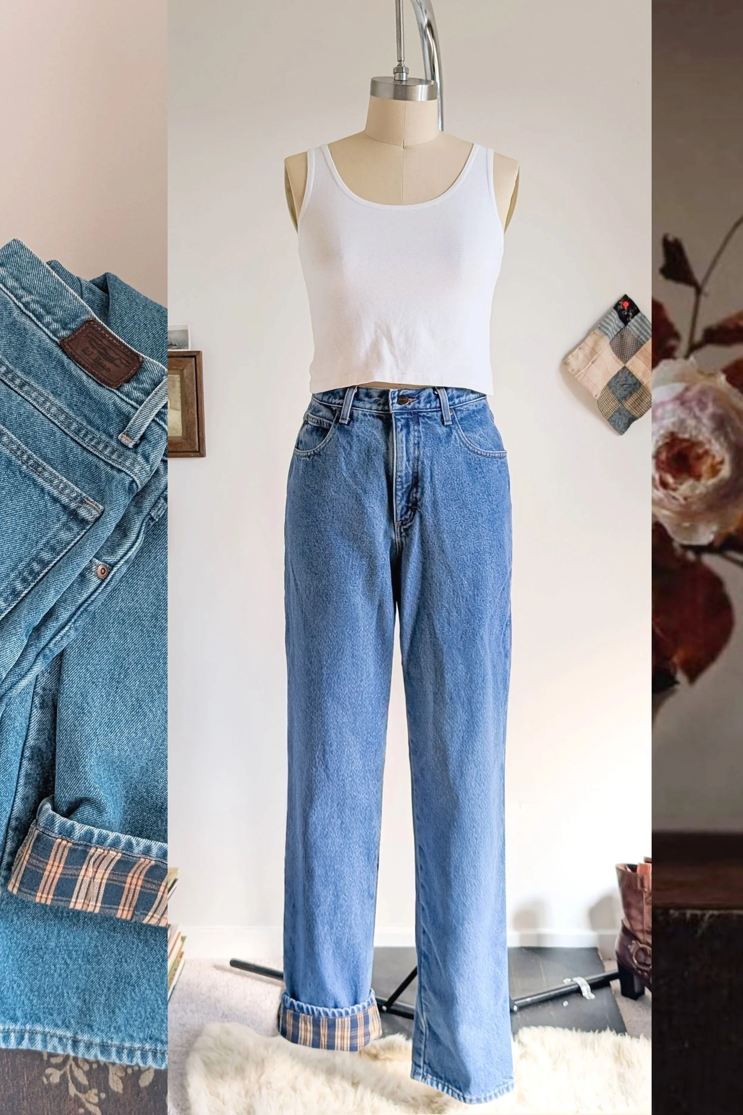 Vintage L.L. Bean Flannel Lined Mid Wash Denim Jeans