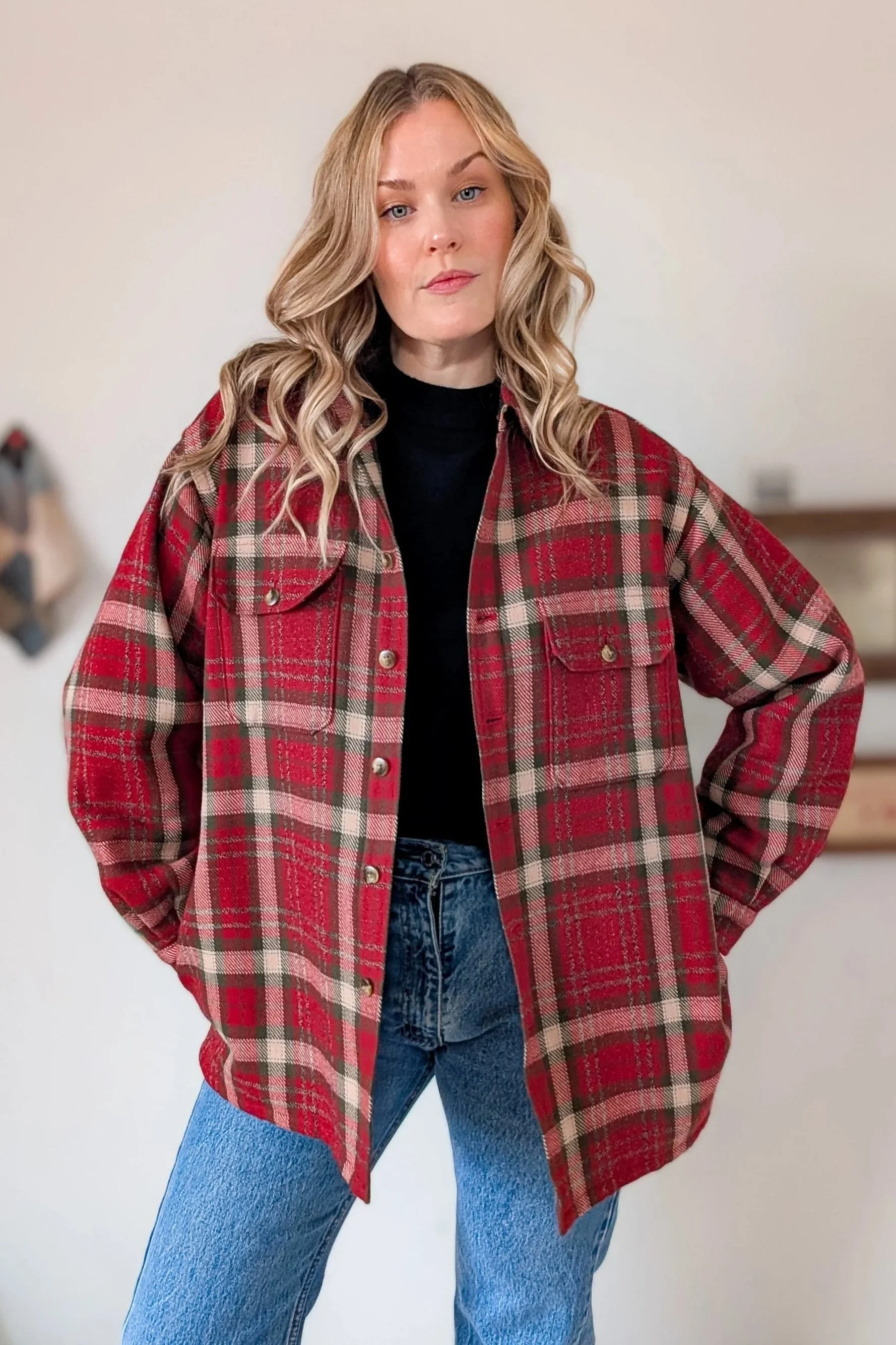 90s Eddie Bauer Wool Plaid Quilted Lining Chore Jacket