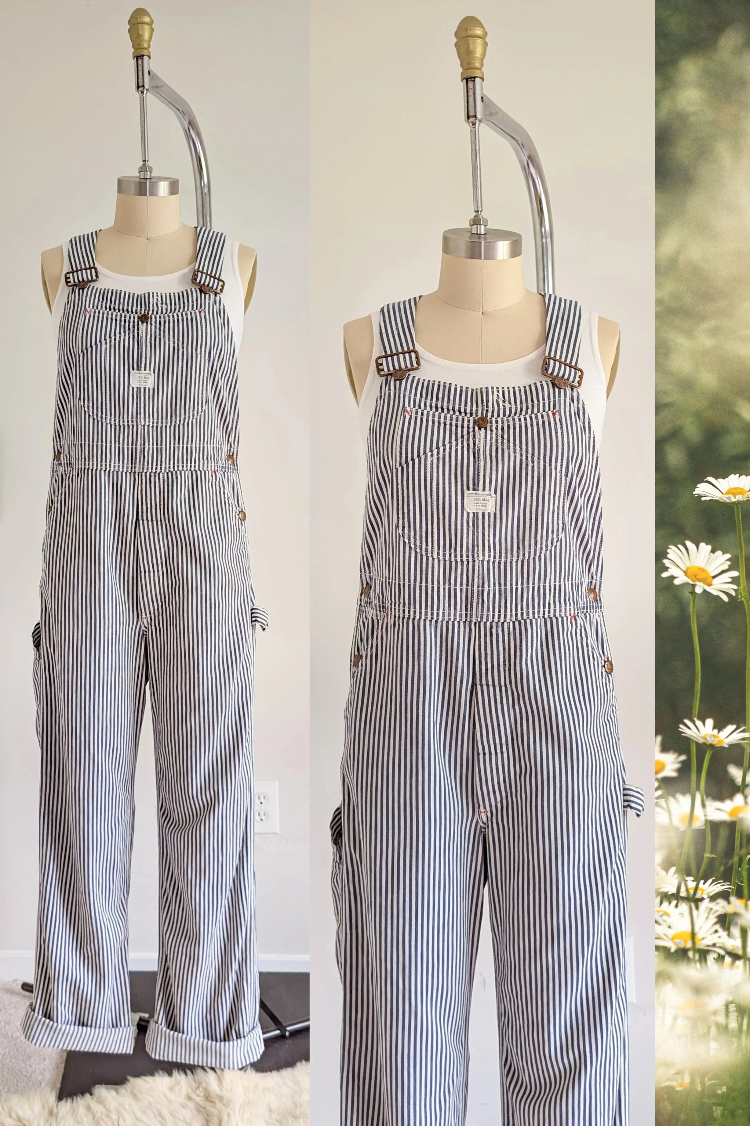 Vintage Womens 'Big Mac' Hickory Stripe Overalls