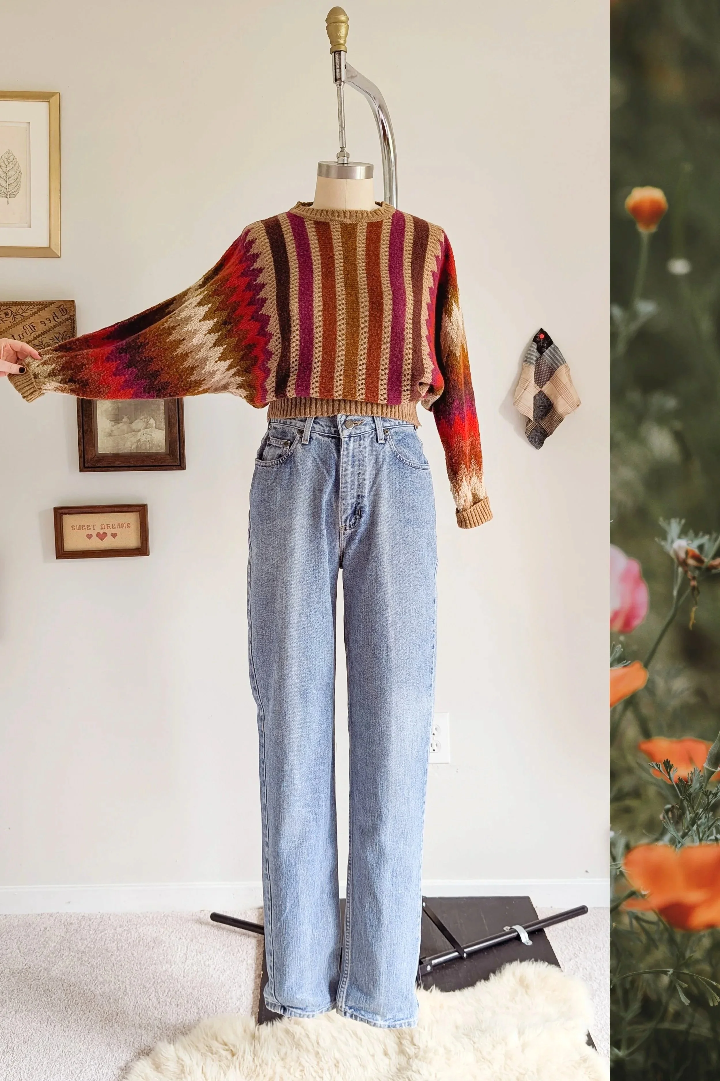 80s Striped / Chevron Knit Long Sleeve Sweater